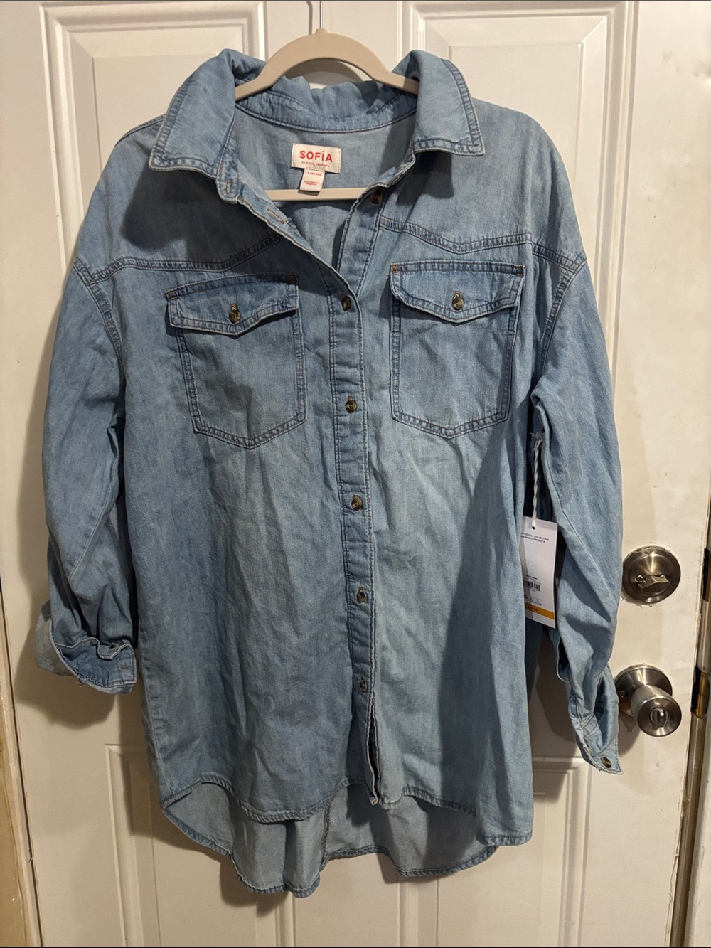 sofia by sofia vergara Light Blue Denim Button-Down Shirt